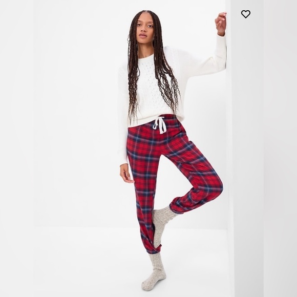 🆕 GAP Women's Flannel PJ Pajamas Sleep Pants Joggers Bottoms Red Plaid M 8-10 - Picture 2 of 16